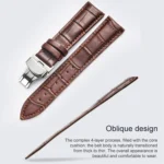 Classic Cowhide Leather Black Butterfly Buckle Replacement Strap Watchband - Image 5