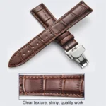 Classic Cowhide Leather Black Butterfly Buckle Replacement Strap Watchband - Image 7