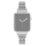 Double Row Diamond Alloy Watchband, For Apple Watch Series 8&7 41mm / SE 2&6&SE&5&4 40mm / 3&2&1 38mm, For Apple Watch Series 7 41mm / 6 & SE & 5 & 4 40mm / 3 & 2 & 1 38mm... - Image 2