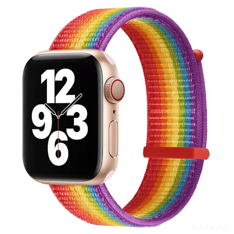 Hook and Loop Fastener Dual Section Replacement Watchband For Apple Watch Series, 7 45mm / 6&SE&5&4 44mm / 3&2&1 42mm