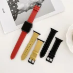 Oil Edge Bright Surface Leather Strap Watchband For Apple Watch Series - Image 6