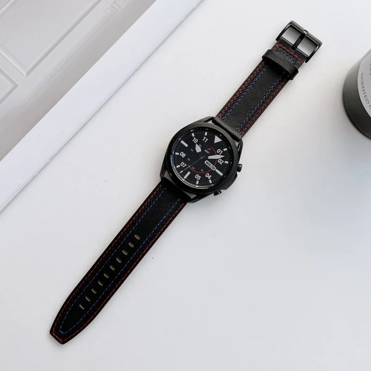 Universal Tricolor Sewing Leather Strap Watchband