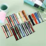 Adjustable Striped Woven Nylon Strap Watchband For Apple Watch Series - Image 2
