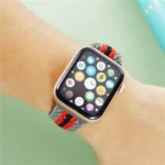 Adjustable Striped Woven Nylon Strap Watchband For Apple Watch Series - Image 6