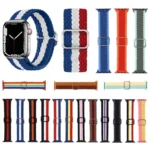 Adjustable Striped Woven Nylon Strap Watchband For Apple Watch Series - Image 8