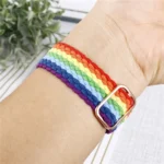 Adjustable Striped Woven Nylon Watchband + Watch Case Set For Apple Watch Series - Image 7