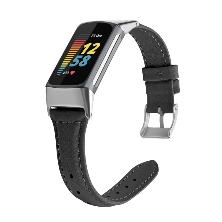 For Fitbit Charge 5 FC5-18 Leather Strap Watchband