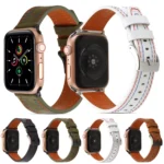 Sewing Matte Leather Watchband for Apple Watch Series - Image 3