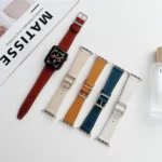 Flat Texture Leather Strap For Apple Watch Series - Image 2