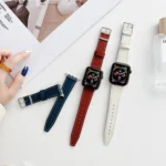 Flat Texture Leather Strap For Apple Watch Series - Image 3