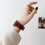 Flat Texture Leather Strap For Apple Watch Series - Image 6