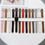 Oval Buckle Genuine Leather Strap For Apple Watch Series - Image 2