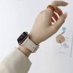 Oval Buckle Genuine Leather Strap For Apple Watch Series - Image 3