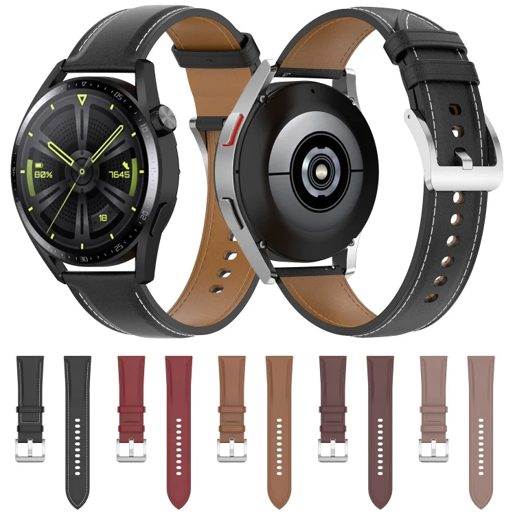 EDA002596401_B3.webp 20mm Genuine Leather Watch Strap for Samsung Galaxy Watch4/Watch3 41mm/Active2/Huawei/Gaming Watch etc. - Image 4