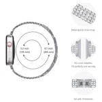 Four-row Diamond-set Metal Watchband For Apple Watch Series - Image 2