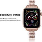 Four-row Diamond-set Metal Watchband For Apple Watch Series - Image 3