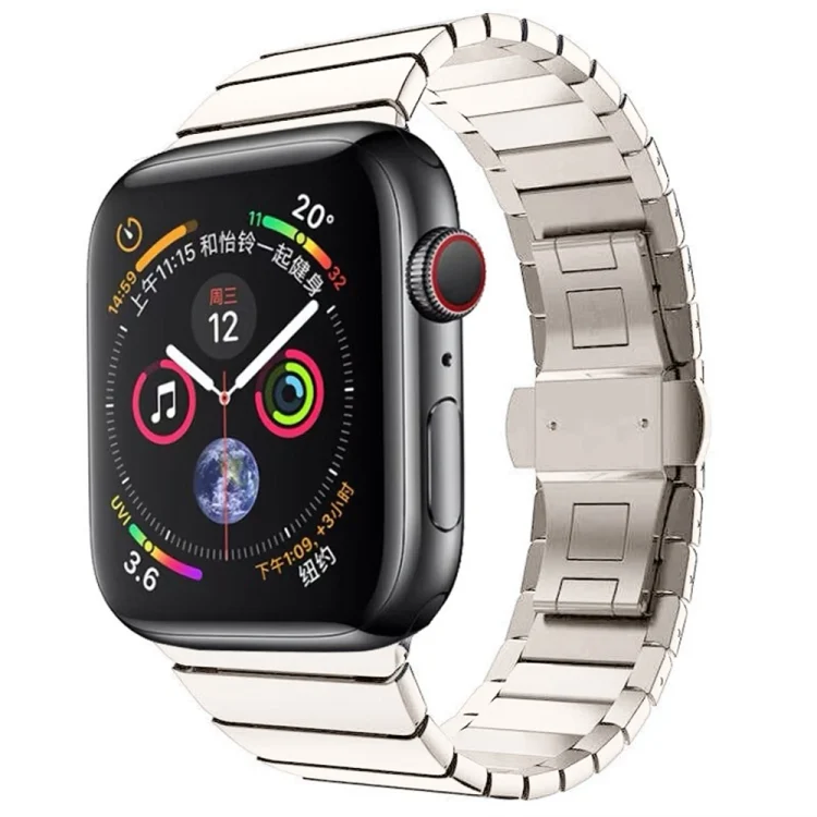 One-bead Steel Butterfly Buckle Watch Band For Apple Watch Series