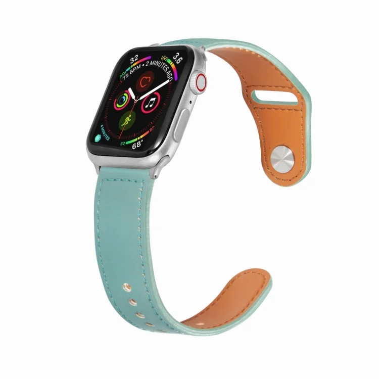 Nail Silver Buckle Leather Watch Band For Apple Watch Series