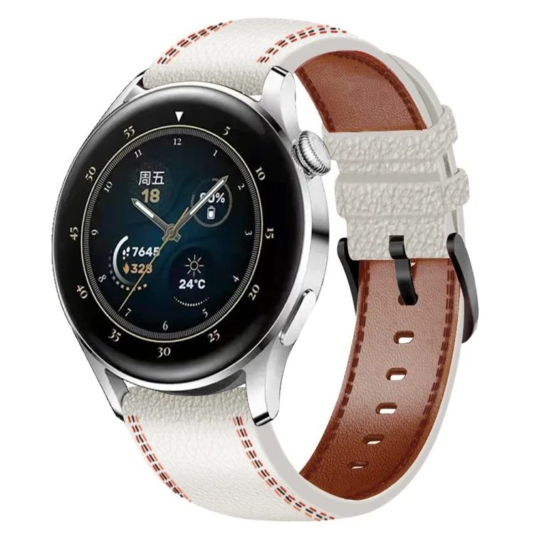 For Huawei Watch GT 3 46mm / GT Runner 22mm Tricolor Stitching Genuine Leather Watch Band