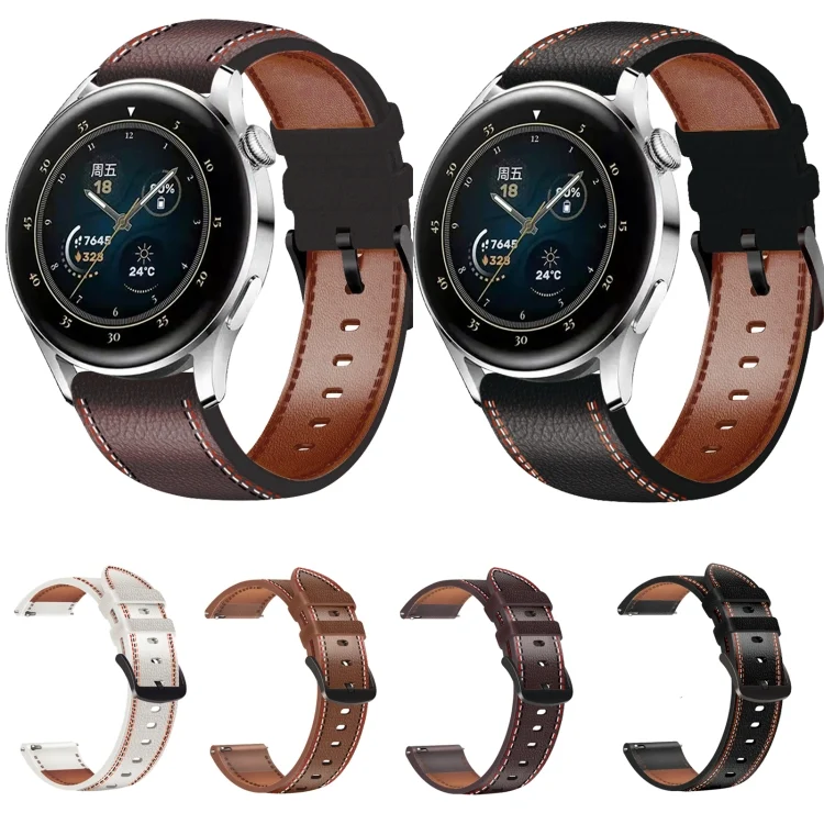 EDA003113601_B2.webp For Huawei Watch GT 3 46mm / GT Runner 22mm Tricolor Stitching Genuine Leather Watch Band - Image 3