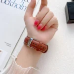 Butterfly Buckle Stitching Genuine Leather Watch Band - Image 3