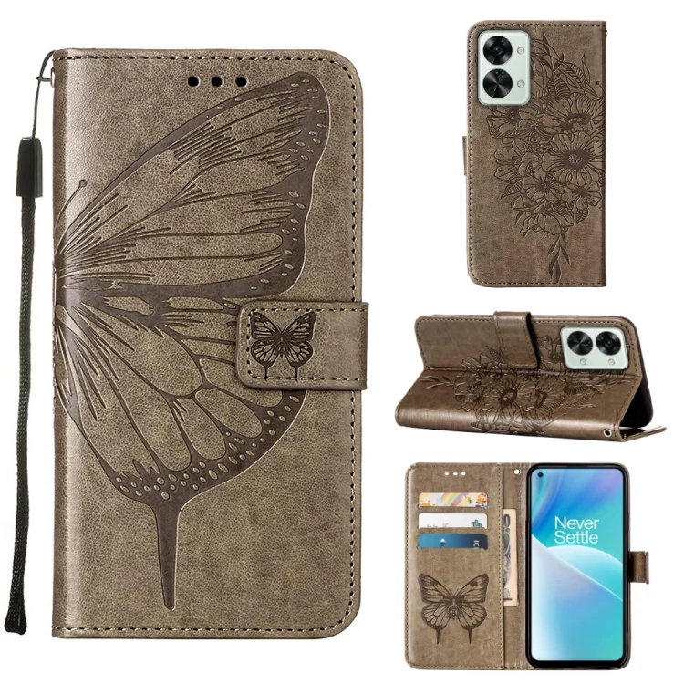 Embossed Butterfly Leather Phone Case, For OnePlus Nord 2T 5G, For OnePlus Nord CE 2 Lite 5G