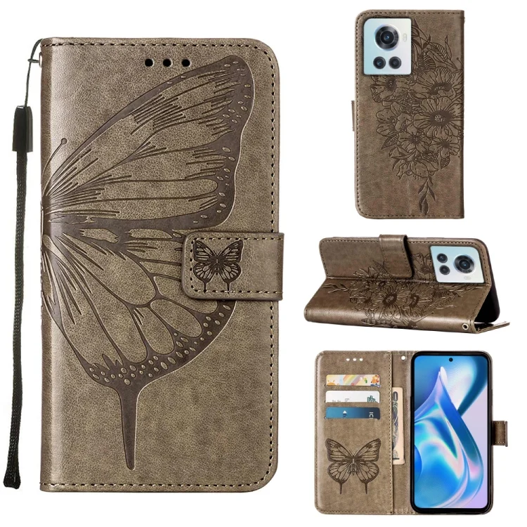 Embossed Butterfly Leather Phone Case, For OnePlus Ace 5G