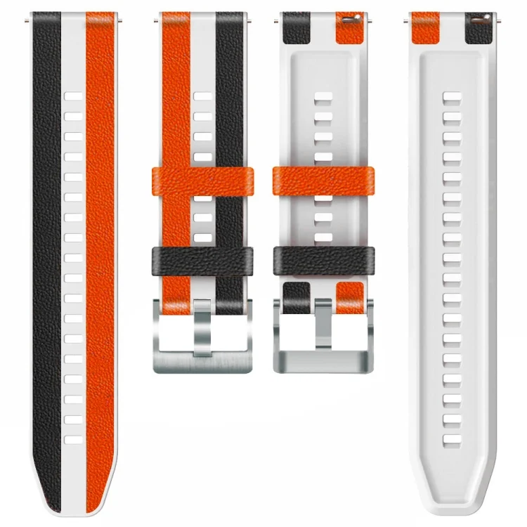 EDA003139001A_2.webp 22mm Silicone + Leather Tri-color Watch Band - Image 5