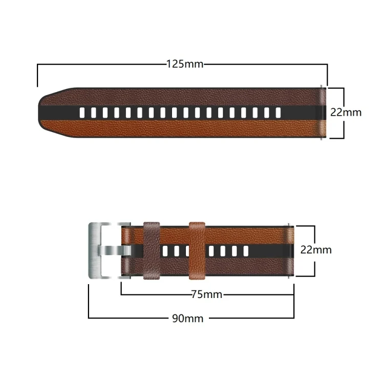 EDA003139001_B1.webp 22mm Silicone + Leather Tri-color Watch Band - Image 2