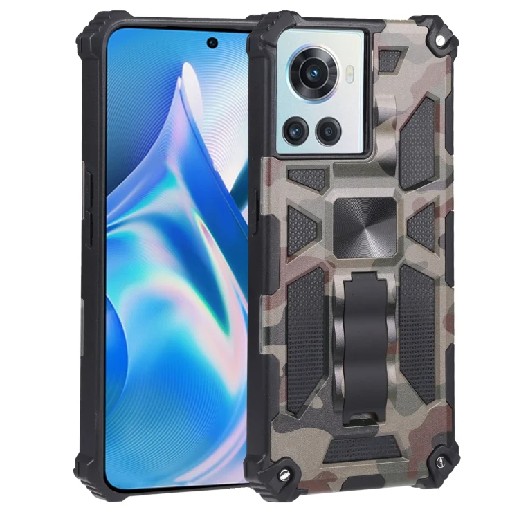 Camouflage Armor Kickstand TPU + PC Magnetic Phone Case, For OnePlus Ace 5G