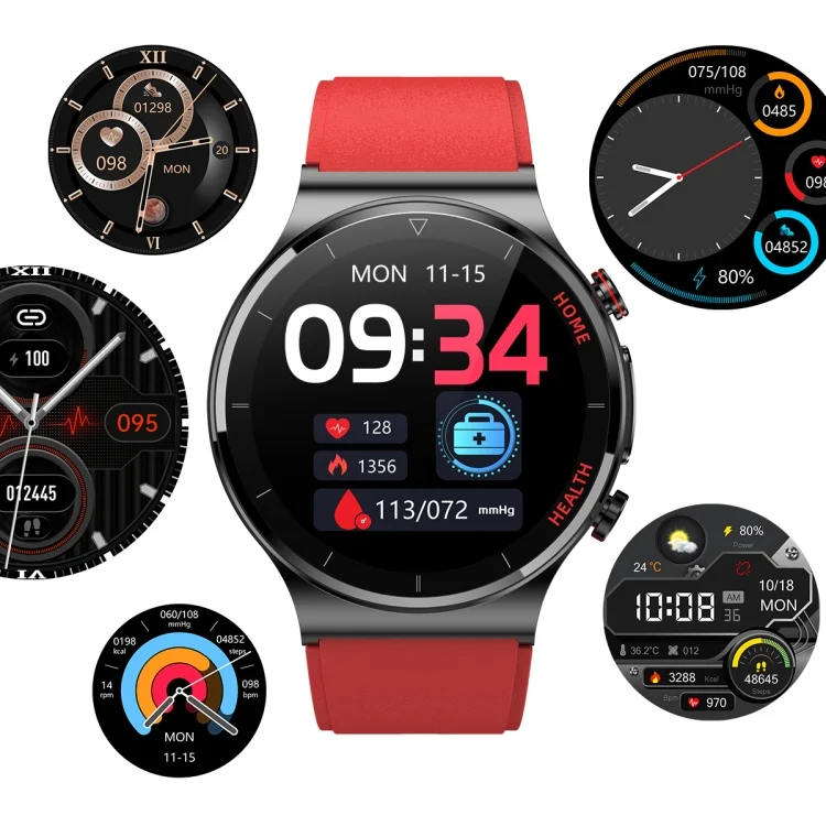 EDA003294901_B1.webp E300 1.32 Inch Screen TPU Watch Strap Smart Health Watch Supports Body Temperature Monitoring, ECG monitoring blood pressure - Image 2