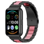 For Huawei Watch Fit 2 Three-bead Metal Stainless Steel Watch Band