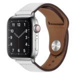 PU Leather Silver Buckle Watch Band For Apple Watch Series