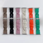 Twist Stitched Genuine Leather Watch Band For Apple Watch Series - Image 3