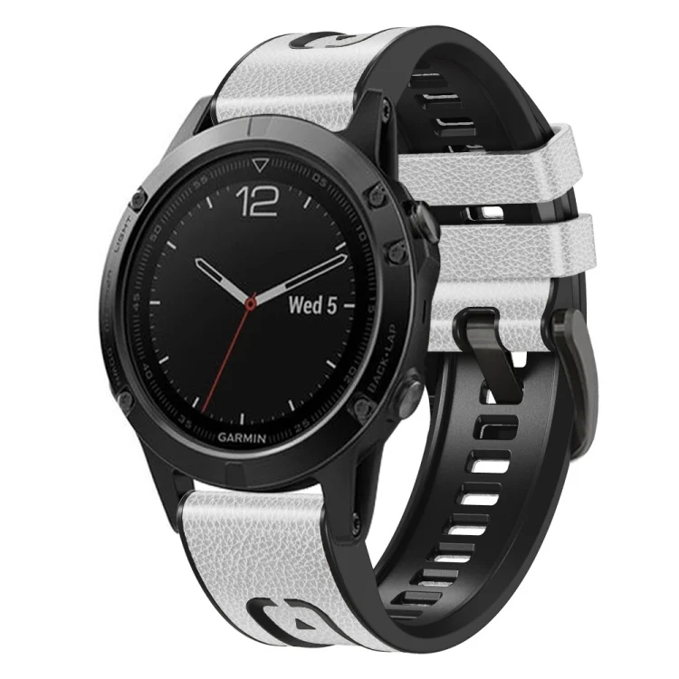 For Garmin Fenix 7X Silicone + Leather Quick Release Watch Band