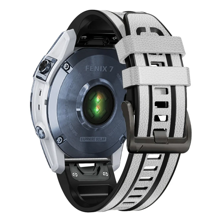 EDA003382001A_1.webp For Garmin Fenix 7X Silicone + Leather Quick Release Watch Band - Image 3