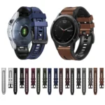 For Garmin Fenix 7X Silicone + Leather Quick Release Watch Band - Image 2