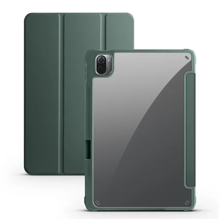 Acrylic 3-folding Smart Leather Tablet Case, For Xiaomi Pad 5