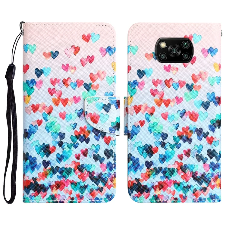 Colored Drawing Leather Phone Case, For Xiaomi Poco X3 NFC