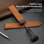 For Samsung Galaxy Watch5 40mm / 44mm Litchi Genuine Leather Watch Band - Image 6