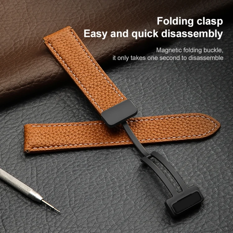 EDA003709001_B5.webp For Samsung Galaxy Watch5 40mm / 44mm Litchi Genuine Leather Watch Band - Image 6