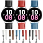 For Samsung Galaxy Watch5 40mm / 44mm Plain Weave Genuine Leather Watch Band - Image 2