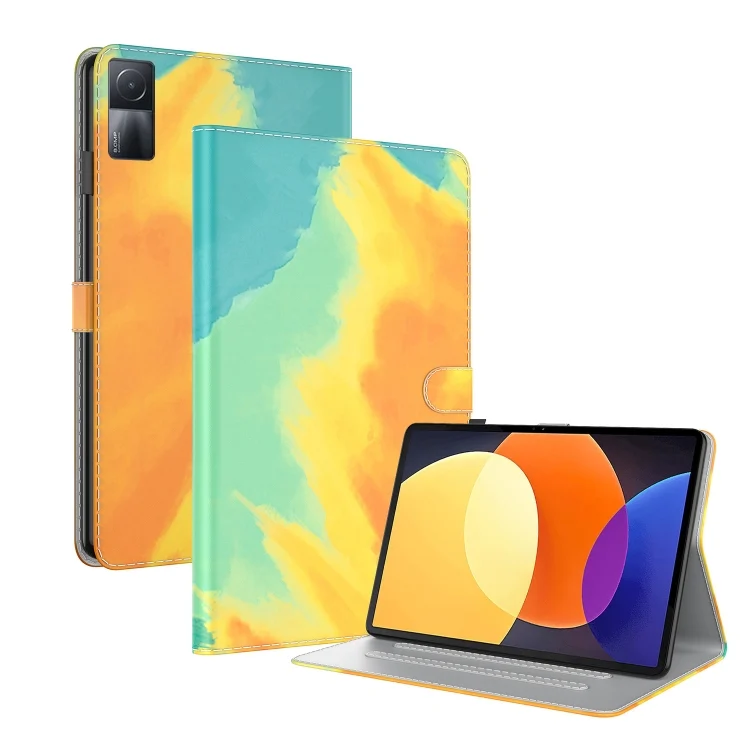 Watercolor Pattern Flip Leather Tablet Case, For Xiaomi Redmi Pad 5G