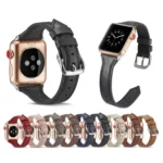 Thin Leather Replacement Wrist Strap Watchband, For Apple Watch 5/4 44mm & 3/2/1 42mm, For Apple Watch 5/4 40mm & 3/2/1 38mm - Image 2