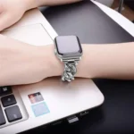 Row Diamonds Denim Chain Watch Band - Image 3