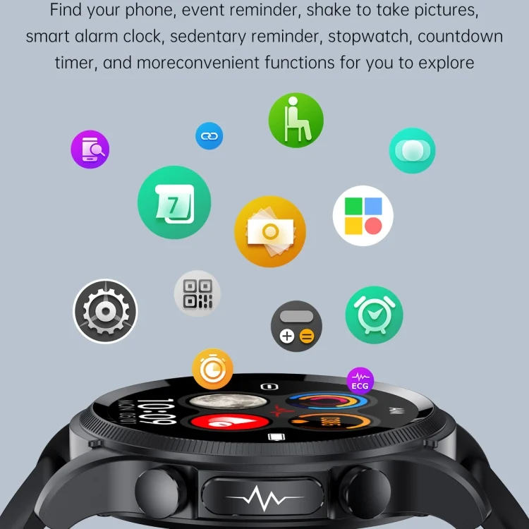 EDA003834201_B4.webp E400 1.39 inch HD Round Screen Leather Strap Smart Watch Supports ECG Monitoring/Non-invasive Blood Sugar - Image 5