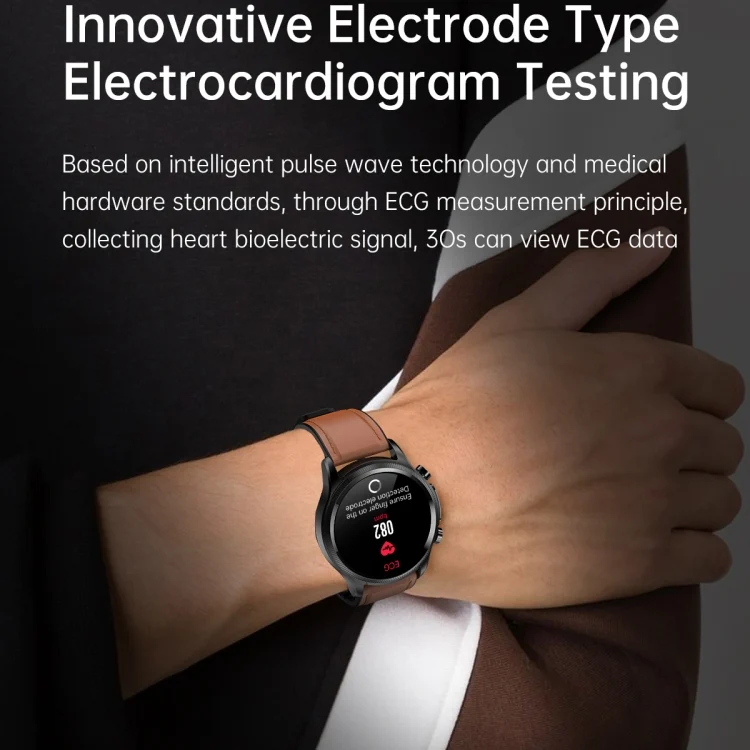 EDA003834201_B8.webp E400 1.39 inch HD Round Screen Leather Strap Smart Watch Supports ECG Monitoring/Non-invasive Blood Sugar - Image 9