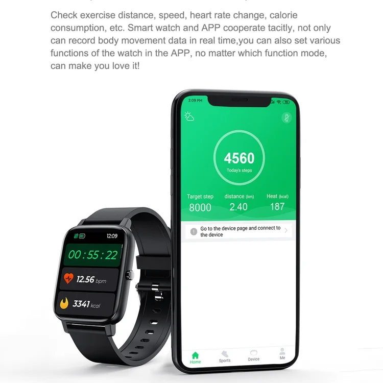 EDA003862901_B5.webp Ochstin 5H80 1.69 inch Square Screen Silicone Strap Heart Rate Blood Oxygen Monitoring Bluetooth Smart Watch - Image 6