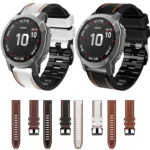 Tricolor Stitching Silicone Leather Watch Band - Image 2