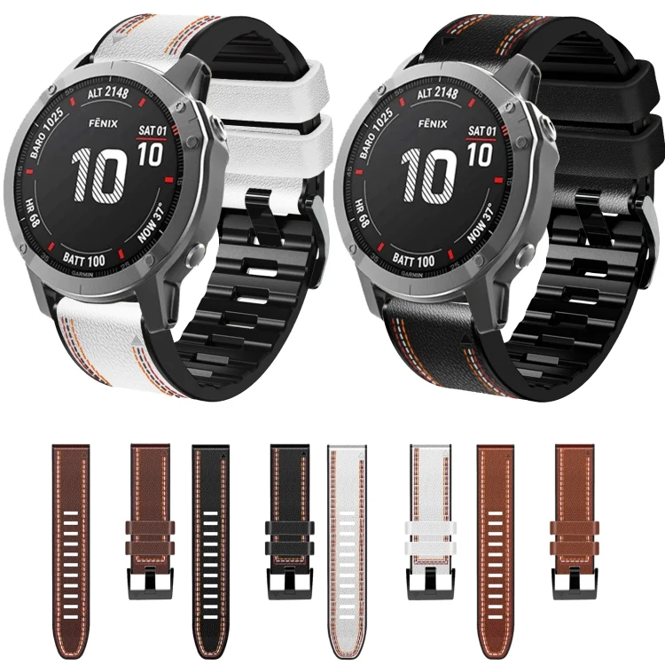 EDA003867601_B1.webp Tricolor Stitching Silicone Leather Watch Band - Image 2